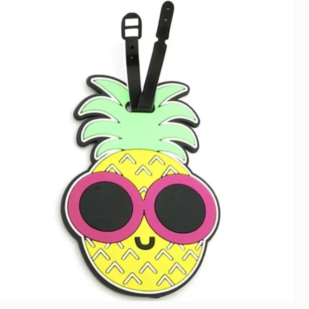 NWT Fun Pineapple with Pink Sunglasses Silicone PVC Luggage Tag!
